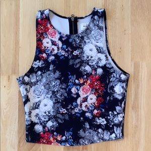 A&F Stretchy Flower Zipper Tank Top